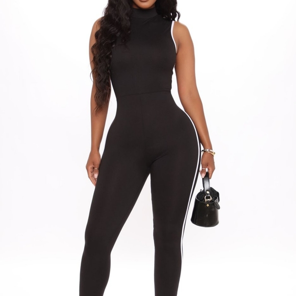 Bootie Fine Sporty Slit Leg Jumpsuit (CURVY) - Picture 6 of 7